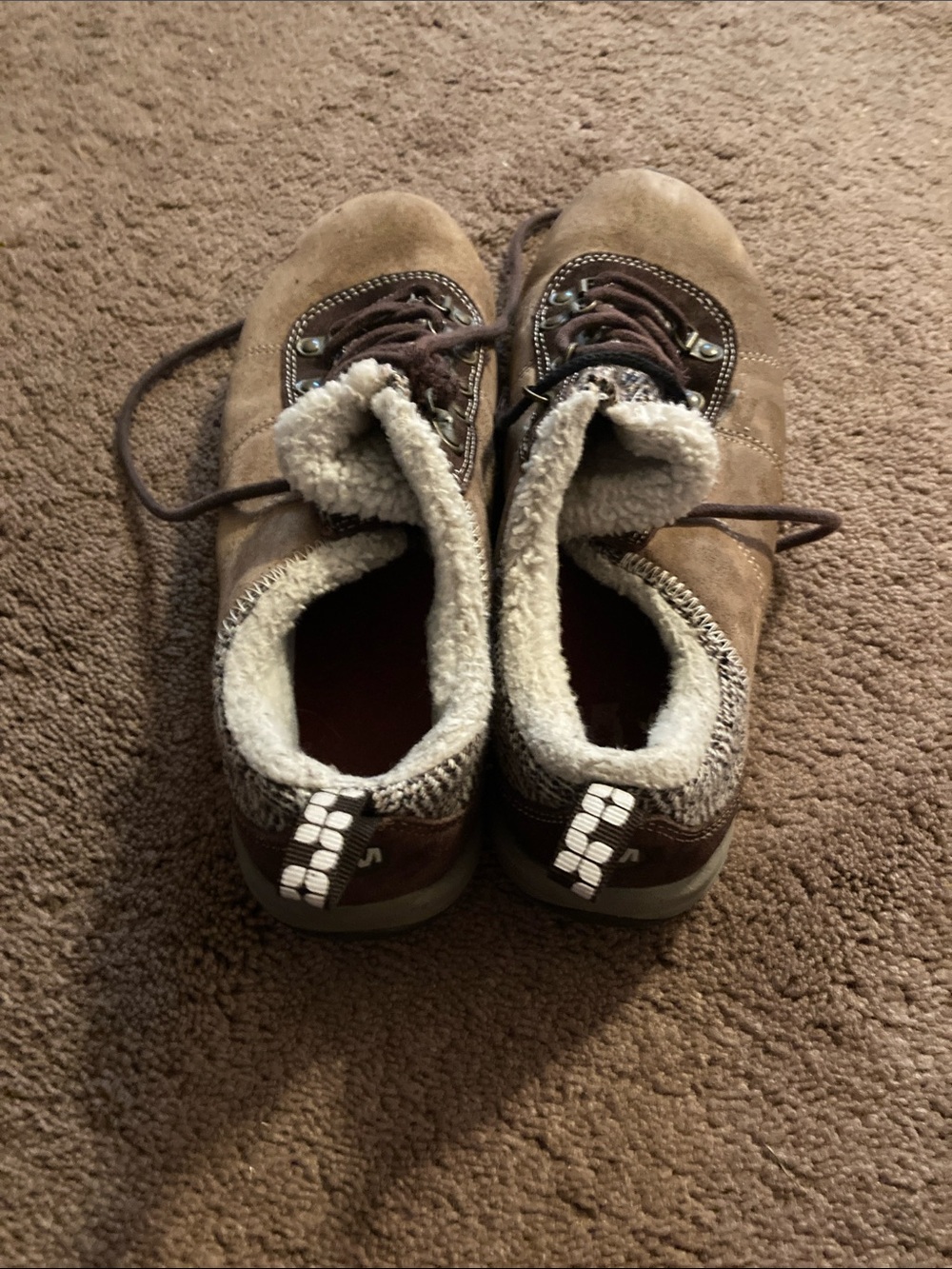 Merrell Brown Faux-Shearling Lined Lace-Up Athletic Shoes unisex sizes 9,, 6.5,